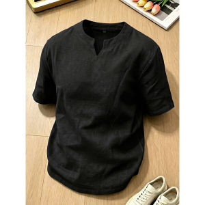 LIUBU | Relaxed Fit Breathable Linen-like V-neck T-shirt