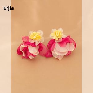 Sweet Holiday Style Floral Chiffon Ear Cuffs Womens No Piercing Required Fashionable Elegant Feelings Advanced Sense Earrings