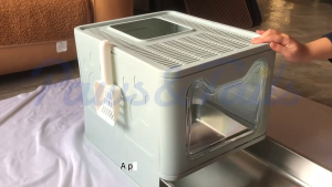 [Heavy Duty] Metal Bottom Cat Litter Box Drawer Style Top Exit Anti-Splashing Easy to Scoop for Big Cats