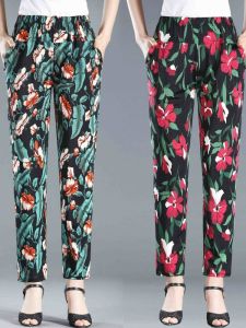 Quần Dài Thường Ngày Mùa Hè Mỏng Cạp Cao Co Giãn Cỡ Lớn Cho Phụ Nữ Trung Niên Quần Áo Cho Người Cao Tuổi