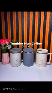 RJ Mug Portable Stainless 304 Mug Coffe Tahan Panas / Dingin Anti Karat Dengan Tutup Kapasitas 600ml