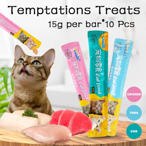Cat Strip Snacks Treats Chicken Tuna Salmon Cats Snacks Adult Cat Leisure Snacks Supplemental Nutrition Easy Digest 1 Stick 15gx10Pcs 猫条 猫零食
