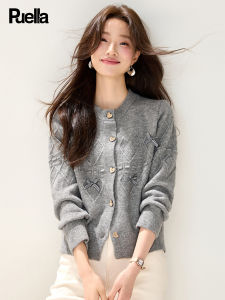 puella | Spring Fashion Plain Beaded Bow Knit Top for Petite