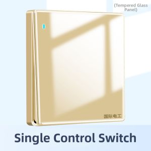 Multi-function with USB Gold Tempered Glass Switch & Socket 86 Model Panel