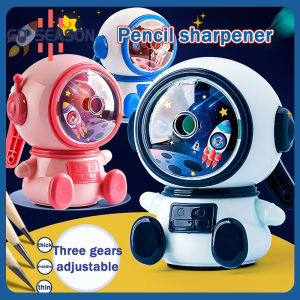 Astronaut cartoon pencil sharpener three-speed adjustable automatic lead-in hand-cranked sharpener