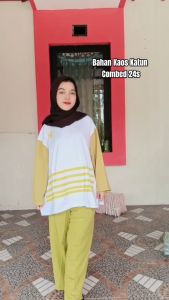 Setelan Wanita Kekinian Inspire Set Kaos Katun Combed 24s Aplikasi Sablon M L XL XXL 3XL Oneset Remaja Viral Terbaru Ootd Casual Hijab Setcel Jalan Jalan