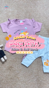 Baju Bayi Perempuan Usia 0-2 Tahun Setelan Kaos Celana Joger Bahan Katun Adem Motif Karakter