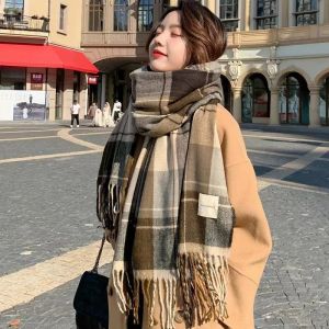 Scarf Womens Winter With Classic Plaid Thicken Student Long Shawl Lovers Neck Thicken to Keep Warm Mens Winter Shawls