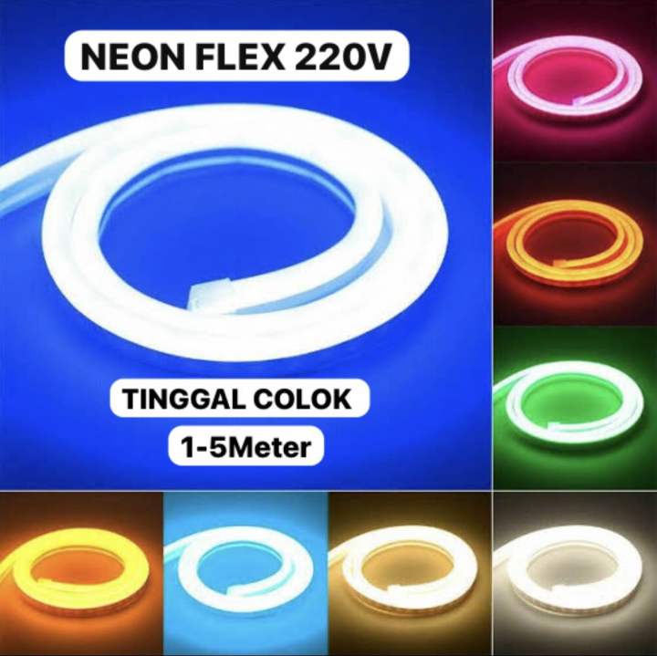 Paket Lampu Led Neon Flex 1 5 Meter Tinggal Colok Flexible Sigh Outdoor