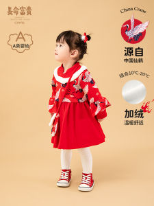 Longevity And Wealth Girls Dress New Year Visiting Clothes Baby Girls Birthday Ceremony Dress Winter Cotton A-Line Skirt