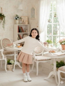 Áo giữ nhiệt cho bé gái cổ cao Bigfox Miss Meow size đại mùa thu đông vải nhung tăm trẻ em 3-11 tuổi