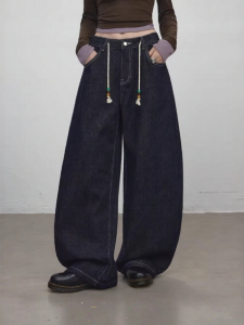 unifree | Quần Jeans Ống Rộng Cạp Thấp Lót Nỉ Washed