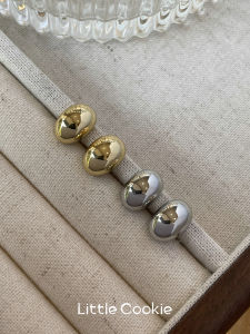 เงาเป็นพิเศษ ลื่น ต่างหูสตั๊ดถั่วทองและเงินเกาหลี ผู้หญิง มินิมอลลิสต์ระดับไฮเอนด์แบบหนีบ ดีไซน์ โลหะผสมรูปแบบเรขาคณิต