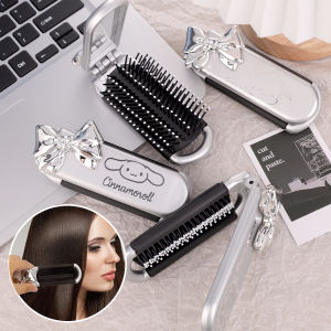 Bạc gấp tiện lợi Lược túi khí Dual-Mục Đích Tích Hợp Du Lịch Lược Xách Tay Gương trang điểm Dễ Thương Fluffy Kiểu Tóc đệm hơi Lược có gương