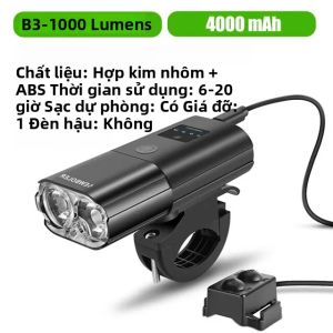 Xe đạp ánh sáng 1000lumen 4000mAh xe đạp đèn pha ngân hàng điện Đèn Pin tay lái USB sạc MTB đường đi xe đạp nổi bật