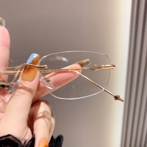 New Fashion Photochromic Frameless Anti-Blue Light Glasses: Cut Edge Borderless Glasses