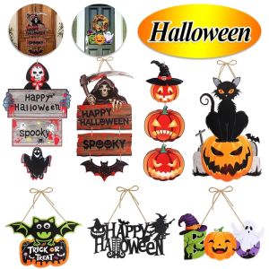 Halloween Hanging Pendant Witch Pumpkin Ghost Door Window Hanging Decorations Family Door Crafts Halloween Party Accessories
