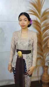 Setelan Baju Kebaya Brokat Sofia Stretch Glitter Ayunda dan Bawahan Kamen Moscrepe Songket Batik Free Selendang Modern Bali