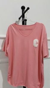 Atasan wanita Dewasa Import Model Oval Belah Sisi variasi C Kerah V Lengan Pendek Model Kekinian