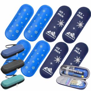 1/6pcs อินซูลินเจลถุงน้ําแข็งนํากลับมาใช้ใหม่ Cooling BAG Refrigerated ICE Strip เย็นฉนวนกันความร้อนแพ็คน้ําแข็งสําหรับบรรเทาอาการปวดยา Storage