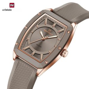 NAVIFORCE ผู้หญิงควอตซ์นาฬิกาซิลิโคนนักเรียนกีฬานาฬิกา Big Dial Tonneau นาฬิกาข้อมือกันน้ํา Dropshipping