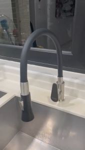 Valencia Modern SUS304 Stainless Steel Black Cold Pillar Mount Kitchen Sink Tap Sink Faucet c/w Flexible Hose with 2 Functions Spray Head Satin or Rose Gold /Black Kepala paip air sinki paip