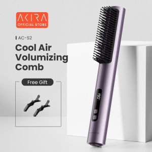 Japan AKIRA Mini Portable Ceramic Negative Ion Anti Scald Cool Air Volumizing Comb Hair Straightener Comb Brush for Women Hair Styling Beauty Tools