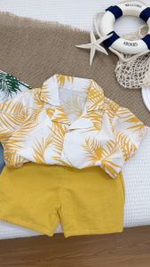 Bộ Cộc Tay Cho Bé Trai Bộ Cộc Đi Biển 2 Màu Chất Đũi Xước Cho Bé Từ 8-28kg SUMO CITY