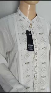 Baju Koko Dewasa Pria bordir motif Premium - Koko pria putih