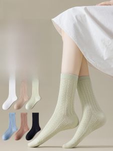 MiiOW | ถุงเท้ากีฬาคอตตอนบางป้องกันกลิ่นสำหรับผู้หญิง ถุงเท้ากลางน่องระบายอากาศได้ดี ไม่ติดตัว ถุงเท้าฤดูร้อน 2025 ของ MiiOW Catman