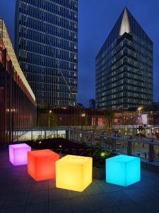 Glowing LED Bar Stools Outdoor Plastic Chairs Fashionable Cubes KTV Coffee Tables Customizable Entertainment Furniture