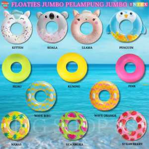 INTEX BAN PELAMPUNG RENANG ANAK DEWASA JUMBO SWIM RING BIG BESAR BULAT RING DONAT INFLATABLE FLOATIES ANIMAL SLOTH LLAMA KOALA KITTEN STARGAZE WAVE  TUBE  NEON FROST 91CM 107CM 7 8 9 TAHUN 59266 59262 59256 56261