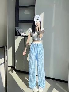 Summer Thin Dopeamine Dressing Draping Wide Leg Pants