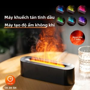 Máy Tạo Độ Ẩm Để Bàn Siêu Âm 1PC Với Thiết Kế Ngọn Lửa Mô Phỏng 7 Hiệu Ứng Không Khí Đầy Màu Sắc Thời Gian Ba Cấp Độ Để Tạo Độ Ẩm Trong Nhà