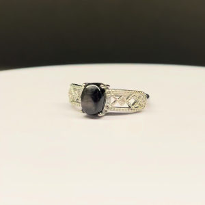 Oval Hypersthene Accent Ring (ADJUSTABLE RING)