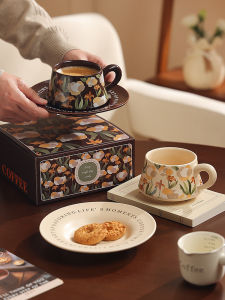 Cốc Cà Phê Hoa Iris Kiểu Pháp Bằng Gốm Sứ Sang Trọng Tách Trà Quà Tặng Sinh Nhật Quà Tặng Đám Cưới Cho Cặp Đôi Bộ Đồ Ăn