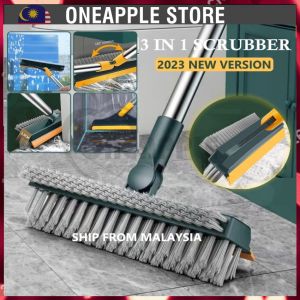 2023 NEW Bathroom Brush Long Handle Brush 3 In 1 V Shape Hard Floor Brush With Scraper Berus Lantai Air Berus