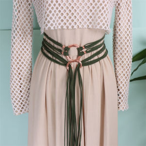 Renaissance Medieval Tassel Womens Long Rope Waistband Witch Crossbody Chain Viking Decoration Accessory Belt
