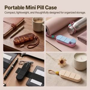 Compact and Portable Pill Organizer Airtight Waterproof and Partitioned for Three Daily Doses Over a Full Week for Storing Pills