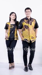 felicitybatik - Atasan Blouse Batik Couple Wanita Kemeja Pria Seragam Batik Kantor Simple Kutubaru Kebaya [bunga]