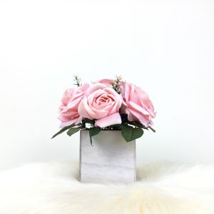 กระถางดอกไม้ปลอมมินิมอล กุหลาบจัดในกระถางไม้ แจกันกุหลาบปลอม