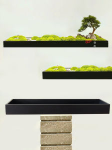 Long Rectangle Indoor Micro Landscape Pot Tray Square Bonsai Sand Tray Plant Tray Flower Pot Base Tray for Desktop And Balcony