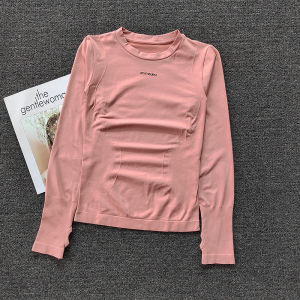 Womens Yoga Clothes Tight Fit Long Sleeve Training Fitness T-Shirt Quick Dry Breathable Moisture Wicking Running Workout Tops