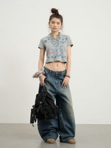 Achihara Electronic Dragon Print Polo Shirt Short Sleeve Womens T-Shirt Shoulder Width Regular Cotton Blend Spring 2025