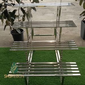 Stainless Steel Flower Rack Plant Rack 4 layer 100cm Rak Pasu Bunga Bertingkat Rak Pokok Bunga Outdoor SHS Kebun