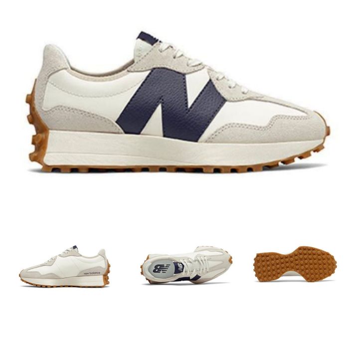 Sepatu New Balance NB 327 Cream Navy Sepatu Kulit Faux Medium Cut