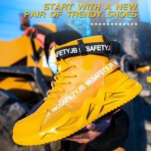 Safety Shoes Mens Casual Steel Toe Cap Protective Work Shoes Breathable Anti-smashing Anti-piercing Wear-resistant Work Safety Boots