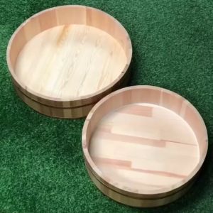 ถังไม้ อ่างไม้  ถังไม้อเนกประสงค์ กะละมังไม้ฮิโนกิผสมข้าวญี่ปุ่น อ่างไม้ผสมข้าวญี่ปุ่น มี 2 ขนาด