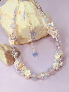 Pearl and Floral Pink-Purple Phone Charm
