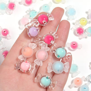 50-100pcs Candy Shape Acrylic Beads Transparent Mixed Color Charms Loose Spacer Beads For DIY Jewelry Making Bracelet Necklace